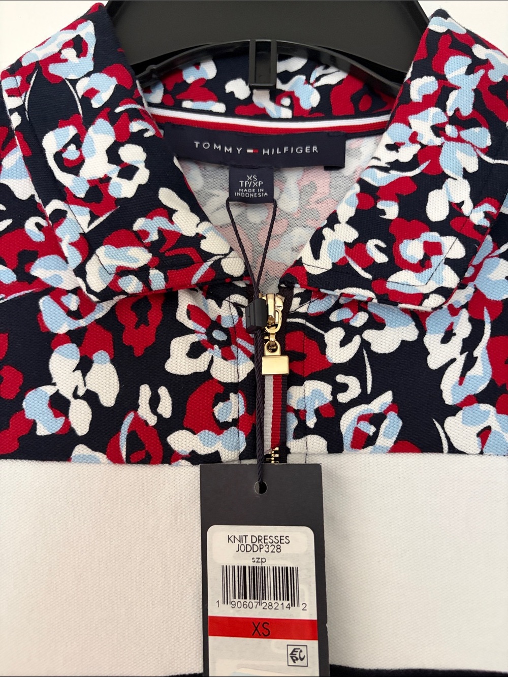 Tommy Hilfiger Floral Polo Mini Dress in Black, Red & White - Picture 5 of 5